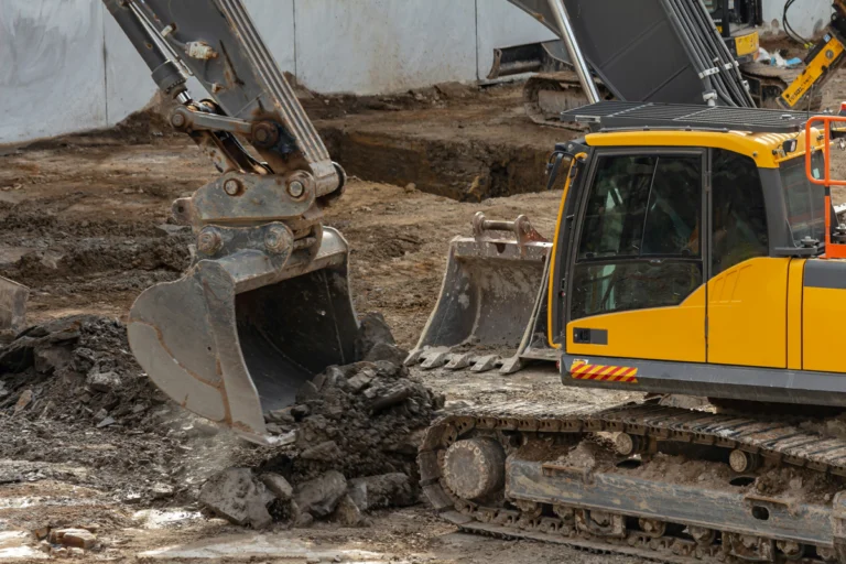 A construction worker performing an excavation